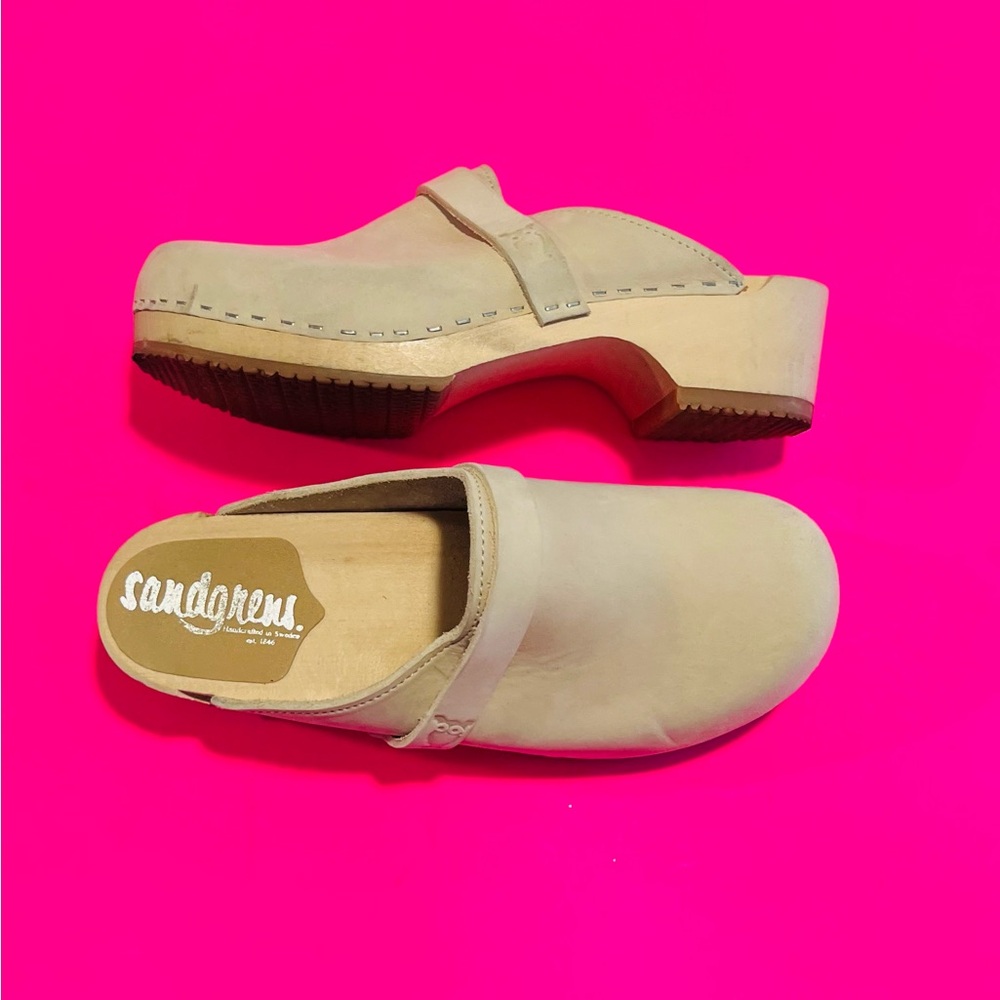 Sandgrens Tokyo Low Heel Mule Wooden Women’s Clogs Size 39